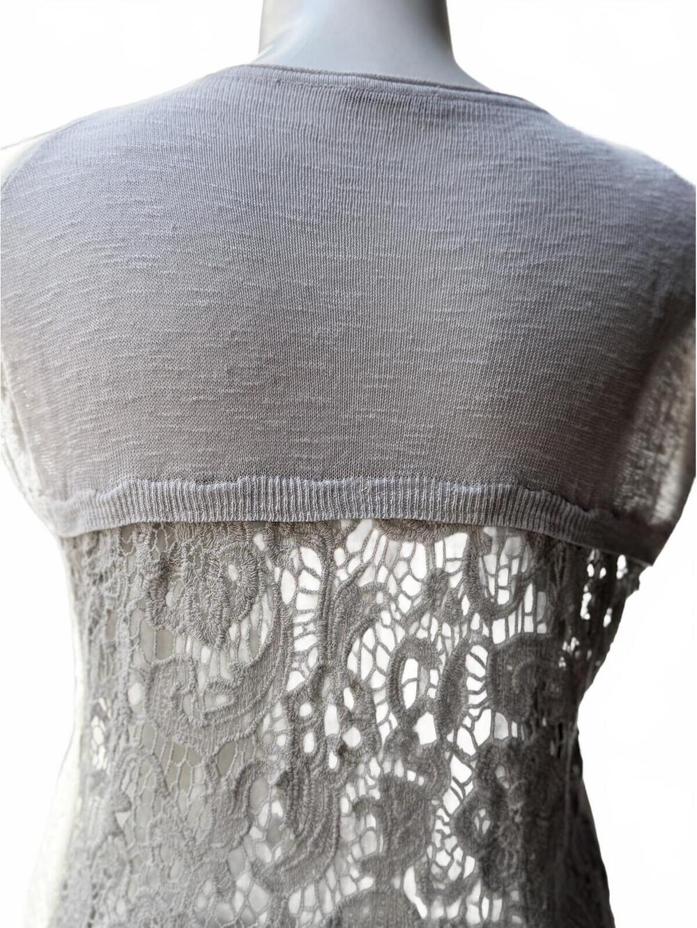 Bizio & Soci Italy Beige Linen Blend Lace Back Tunic Top - Picture 7 of 7
